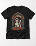 Shih Tzu Make Way Art Deco Arch Portrait T-Shirt in Black, flat lay product photo