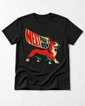 Corgi Next Page Now Pennant Graphic T-Shirt in Black, flat lay product photo