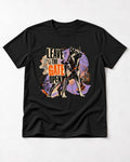 Leave The Gate Open Transit Collage German Shepherd Dog Graphic T-Shirt in Black, flat lay product photo
