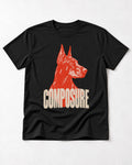 Doberman Composure Portrait Graphic T-Shirt in Black, flat lay product photo
