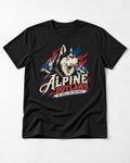 Husky Alpine Outlaws No Trail Too Polished Graphic T-Shirt in Black, flat lay product photo