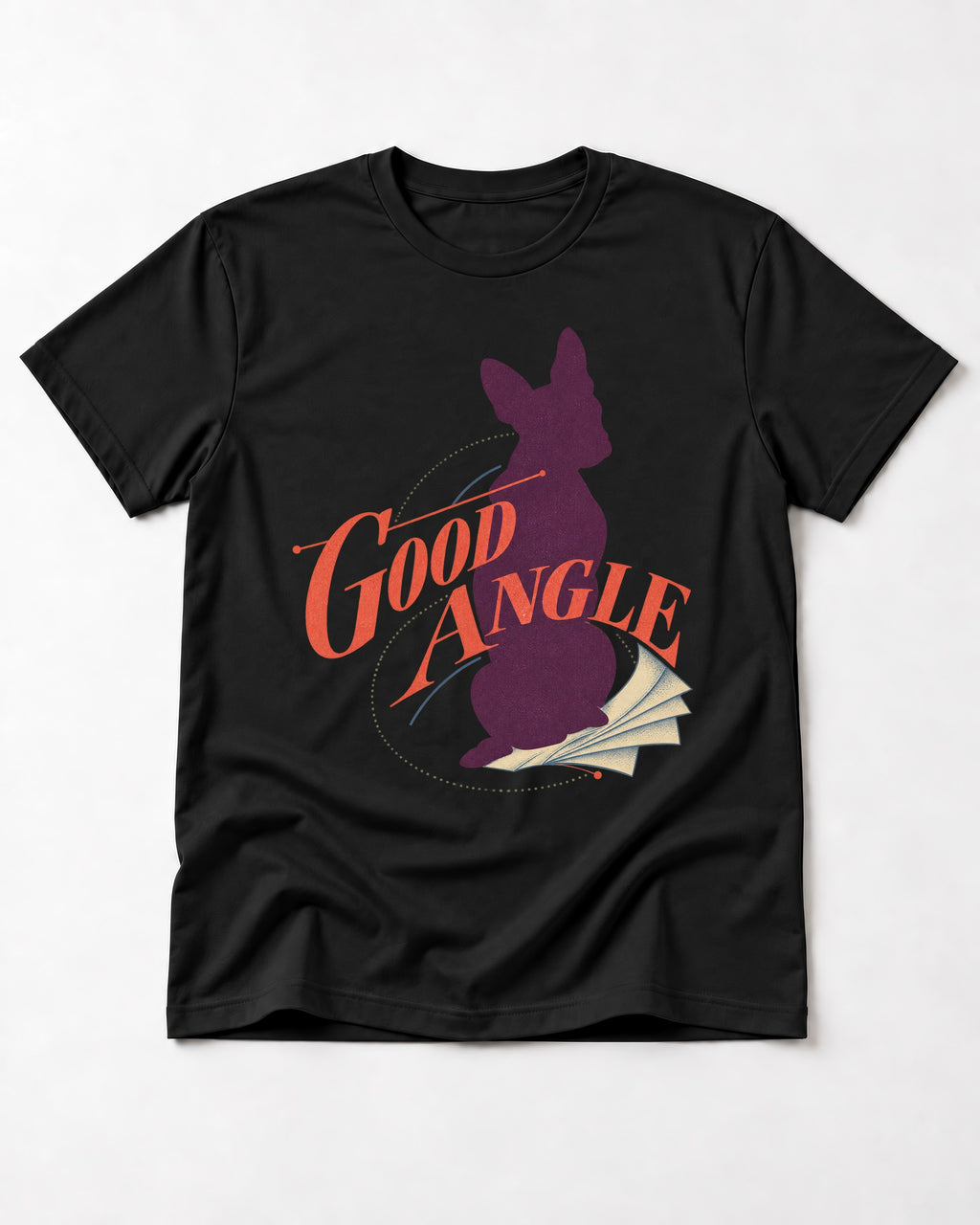 Good Angle Boston Terrier Paper Graphic T-Shirt in Black, flat lay product photo