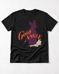 Good Angle Boston Terrier Paper Graphic T-Shirt in Black, flat lay product photo
