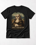 Shih Tzu Smile Under Review Old Master Portrait Graphic T-Shirt in Black, flat lay product photo