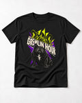 Frenchie Gremlin Hour Fracture Portrait Graphic T-Shirt in Black, flat lay product photo