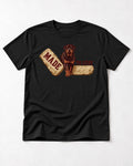 Rottweiler Made to Stay Stepping Stone Graphic T-Shirt in Black, flat lay product photo