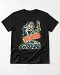 Keep Wonder Low to the Ground English Bulldog Graphic T-Shirt in Black, flat lay product photo