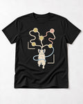 Frenchie Scent Circuit Rear View Graphic T-Shirt in Black, flat lay product photo