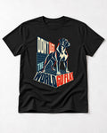Don't Let the World Go Flat Boxer Perspective Grid Graphic T-Shirt in Black, flat lay product photo