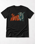 Labrador Retriever On the Move Running Graphic T-Shirt in Black, flat lay product photo