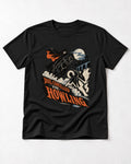 Husky Duel Cancelled for Howling Masked Rider Graphic T-Shirt in Black, flat lay product photo