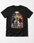 Labrador Retriever I Want You to Bring Better Energy Uncle Sam Graphic T-Shirt in Black, flat lay product photo