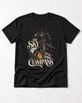 The Sky Is a Compass Celestial German Shorthaired Pointer Graphic T-Shirt in Black, flat lay product photo