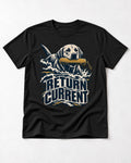 Return Current Water Retrieve Labrador Retriever Graphic T-Shirt in Black, flat lay product photo