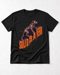 Pitbull Solid Is a Verb Step Type Graphic T-Shirt in Black, flat lay product photo