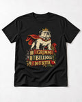 English Bulldog Grimm Bulldogs Do It Better Storybook Graphic T-Shirt in Black, flat lay product photo