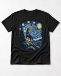 Doberman Night Shift Orbital Division Starry Night Graphic T-Shirt in Black, flat lay product photo