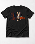 Chihuahua Size Is Optional Starburst Graphic T-Shirt in Black, flat lay product photo