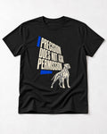 Precision Does Not Ask Permission Boxer T-Shirt in Black, flat lay product photo