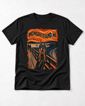 Doberman Monday Found Me Scream Graphic T-Shirt in Black, flat lay product photo