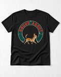 Round About Chihuahua Emblem Graphic T-Shirt in Black, flat lay product photo