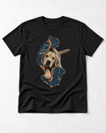 Labrador Retriever Just a Little Air Torn Paper Graphic T-Shirt in Black, flat lay product photo