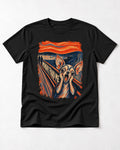 Monday Found Me Chihuahua Scream Path T-Shirt in Black, flat lay product photo