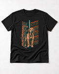 Labrador Retriever Even Through Change Repeated Poster Graphic T-Shirt in Black, flat lay product photo