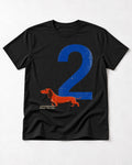 Dachshund Below The Line Number Two Graphic T-Shirt in Black, flat lay product photo