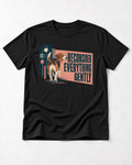Beagle Reconsider Everything Gently Retro Graphic T-Shirt in Black, flat lay product photo