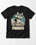 Corgi Airways Direct to Everywhere Badge T-Shirt in Black, flat lay product photo