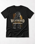 Rottweiler Weathered Not Worn Geometric Graphic T-Shirt in Black, flat lay product photo