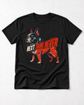 Frenchie Next Frame Never Motion Banner Graphic T-Shirt in Black, flat lay product photo