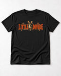 Chihuahua The Little Divide Retro Sign Graphic T-Shirt in Black, flat lay product photo