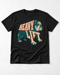 English Bulldog Heavy Lift Dimensional Type T-Shirt in Black, flat lay product photo
