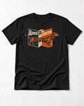 Dachshund Almost At Tomorrow Folding Screen Graphic T-Shirt in Black, flat lay product photo