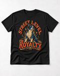 Street Level Royalty Boston Terrier T-Shirt in Black, flat lay product photo