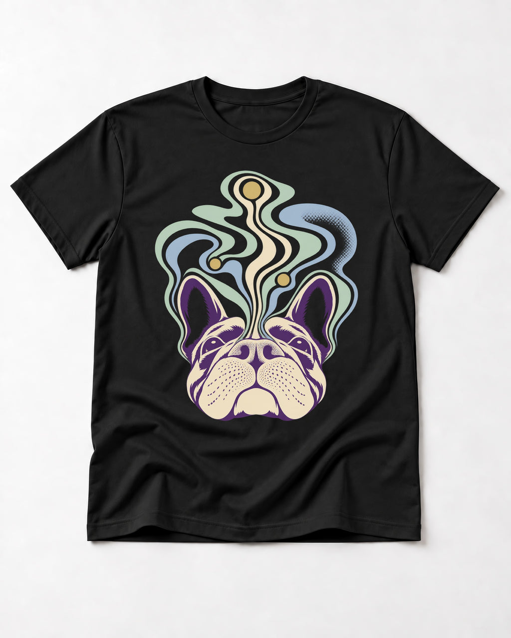 Frenchie Scent Cartography Vapor Route Graphic T-Shirt in Black, flat lay product photo