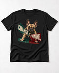 Frenchie Change the Channel Graphic T-Shirt in Black, flat lay product photo