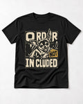 Chihuahua Order Not Included Broken Grid Graphic T-Shirt in Black, flat lay product photo