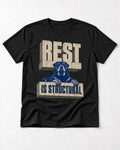 Rottweiler Rest Is Structural Architectural Type Graphic T-Shirt in Black, flat lay product photo