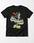 Clouds Have Corners Boston Terrier T-Shirt in Black, flat lay product photo