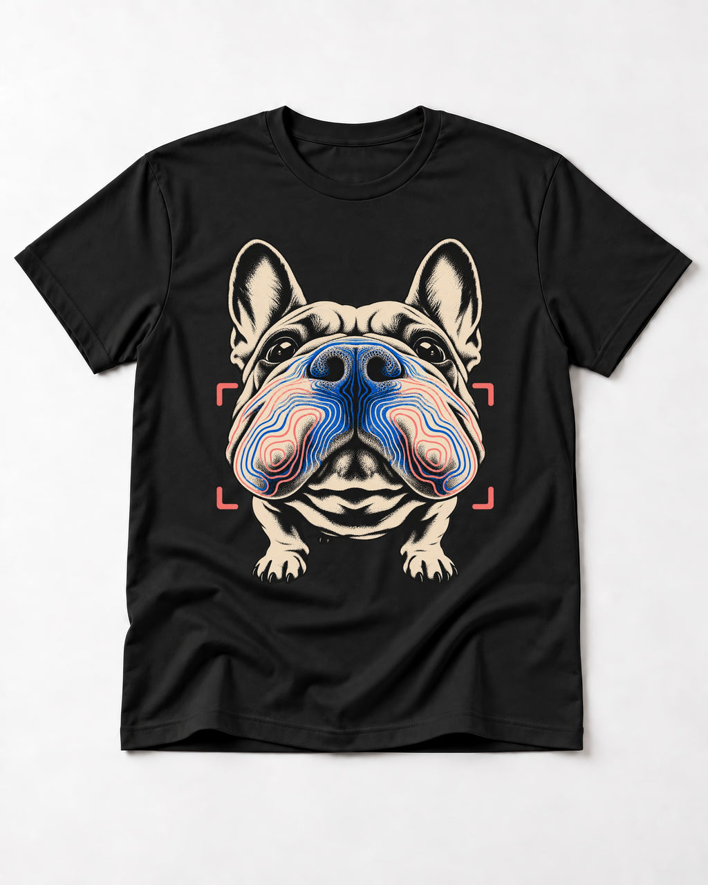 Frenchie Nose Topography Graphic T-Shirt in Black, flat lay product photo
