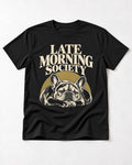 Frenchie Late Morning Society Graphic T-Shirt in Black, flat lay product photo