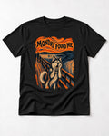 Husky Monday Found Me Scream Parody Graphic T-Shirt in Black, flat lay product photo