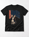 Chihuahua Small Big Ears Hours T-Shirt in Black, flat lay product photo