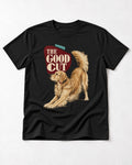 Golden Retriever The Good Cut Play Bow Graphic T-Shirt in Black, flat lay product photo