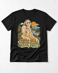 Shih Tzu Take the Scenic Route Mountain Vista Graphic T-Shirt in Black, flat lay product photo
