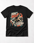 Dont Miss The Turn Escher Staircase German Shepherd Dog Graphic T-Shirt in Black, flat lay product photo