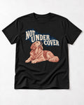 Not Under Cover Reclining Golden Retriever Graphic T-Shirt in Black, flat lay product photo